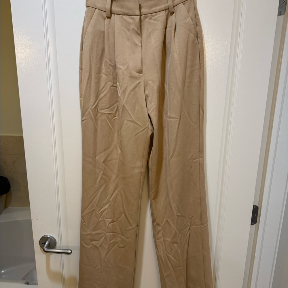 Favorite Daughter Tan Wide-Leg Trousers